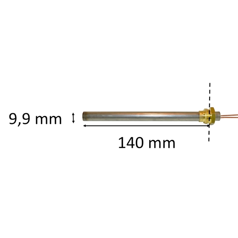 Zarnik z gwintem do pieca na pellet: 9,9 mm x 140 mm x 300 Watt 3/8" gevind