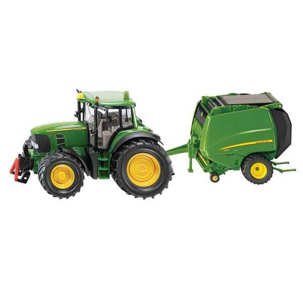 John Deere Traktor z prasą - S01665 - Ciągnik John Deere z prasą rolującą