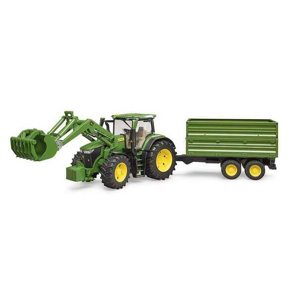 John Deere U03155 Ciągnik 7R 350 z ładowaczem czołowym i przyczepą - U03155 - Ciągnik John Deere 7R 350 z ładowaczem czołowym i 