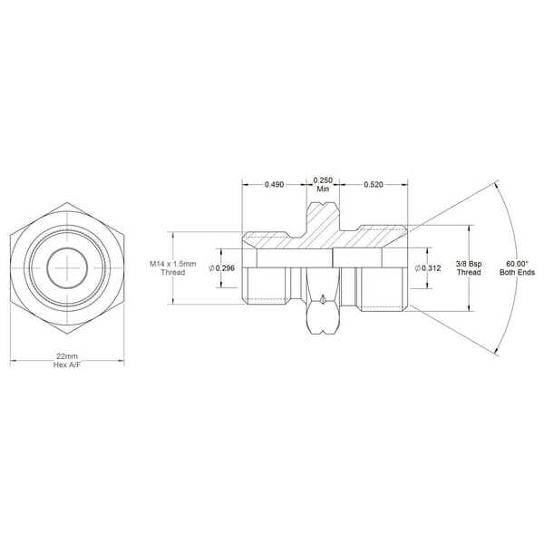 John Deere Przyłącza prostewkręcane metryczne x gwint zewnętrzny BSP - VNBM0614ISO6149 - Złącze gwint zewnętrzny 3/8" BSP x M14x