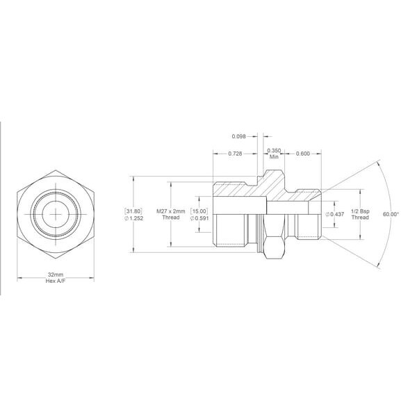 John Deere Przyłącza prostewkręcane metryczne x gwint zewnętrzny BSP - VNBM0827X2ISO6149 - Złącze gwint zewnętrzny M27x2 x 1/2" 