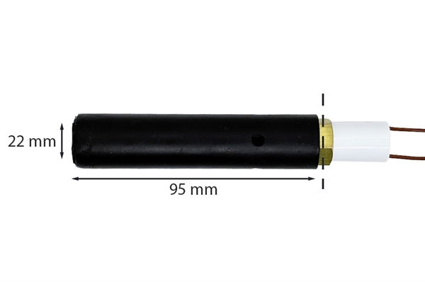 Zarnik okragly ceramiczny z oslona do pieca na pellet: 22 mm x 95 mm 330 Watt